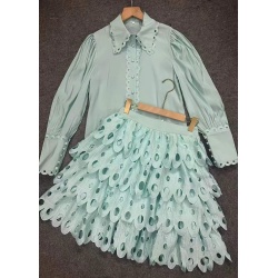 Two-Piece Set – Statement Top &amp; Layered Cut-Out Skirt